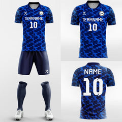 XTeamwear Soccer Uniforms Retro Camouflage - Custom Soccer Jerseys Kit Blue Design