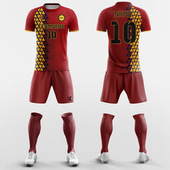 XTeamwear Soccer Uniforms Retro Split Geometric - Custom Soccer Jerseys Kit Red Design