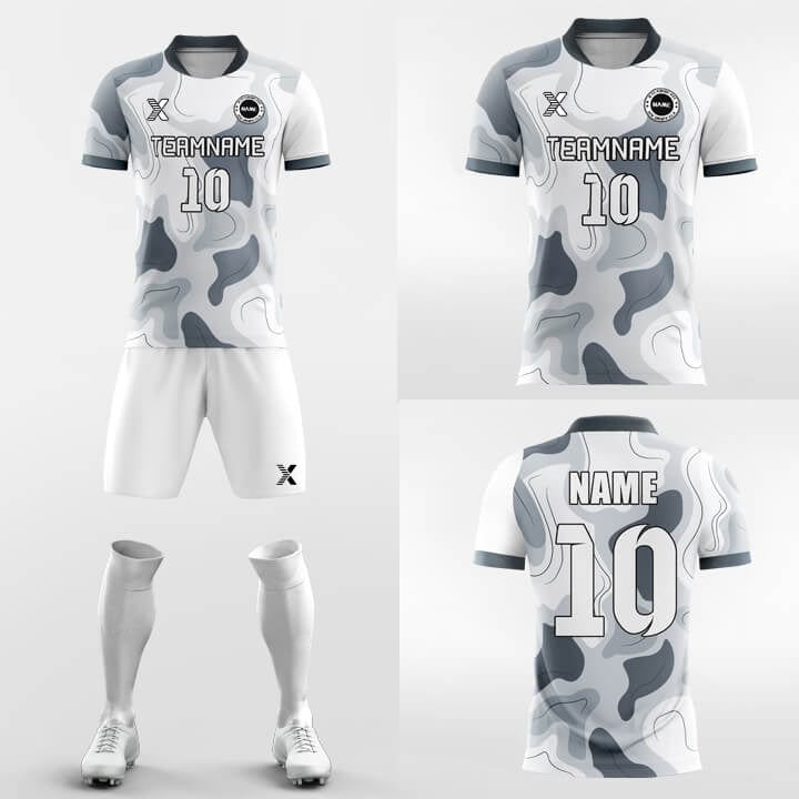 XTeamwear Soccer Uniforms Silver Camouflage - Custom Soccer Jerseys Kit Sublimated Design
