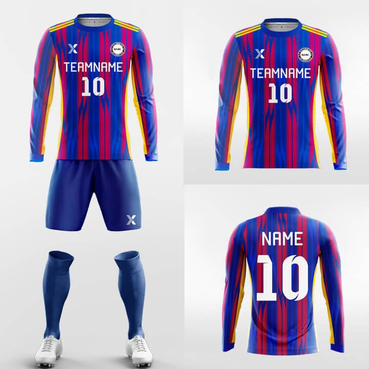 XTeamwear Soccer Uniforms Stripe - Custom Club Soccer Uniforms Long Sleeve Sublimated