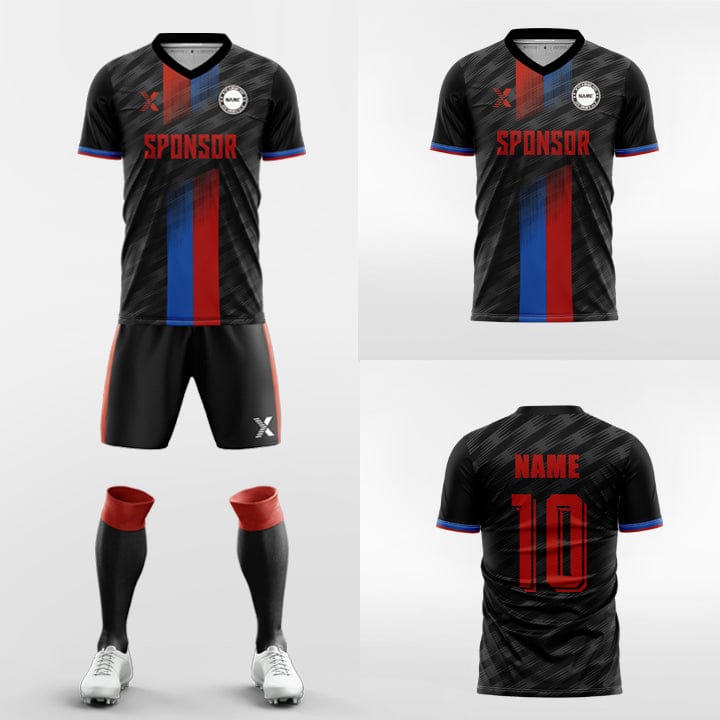 XTeamwear Soccer Uniforms Two-color centered vertical color- Custom Soccer Jerseys Kit Sublimated for Team