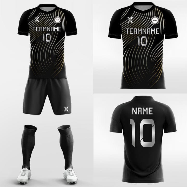 XTeamwear Soccer Uniforms Vintage Fingerprint - Custom Soccer Jerseys Kit Black Design