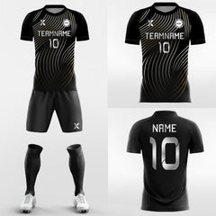 XTeamwear Soccer Uniforms Vintage Fingerprint - Custom Soccer Jerseys Kit Black Design