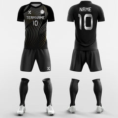 XTeamwear Soccer Uniforms Vintage Fingerprint - Custom Soccer Jerseys Kit Black Design