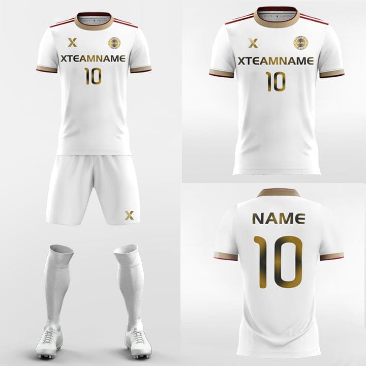 XTeamwear Soccer Uniforms Vintage White Gold - Custom Soccer Jerseys Kit Sublimated for League