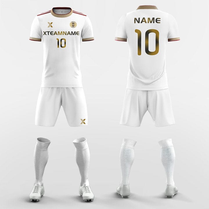 XTeamwear Soccer Uniforms Vintage White Gold - Custom Soccer Jerseys Kit Sublimated for League