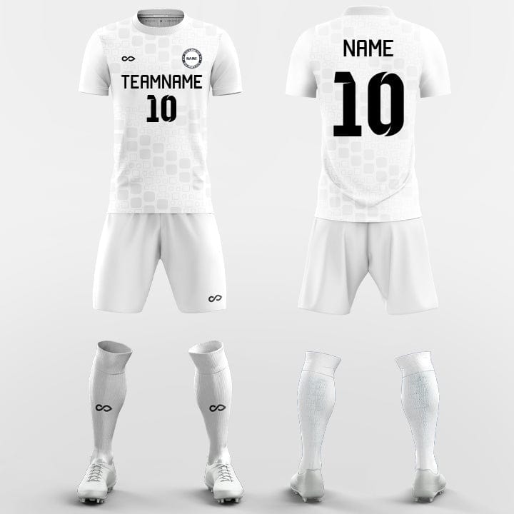 XTeamwear Soccer Uniforms White / S Staggered Grid - Custom Soccer Jerseys Kit Sublimated for Club FT260318S