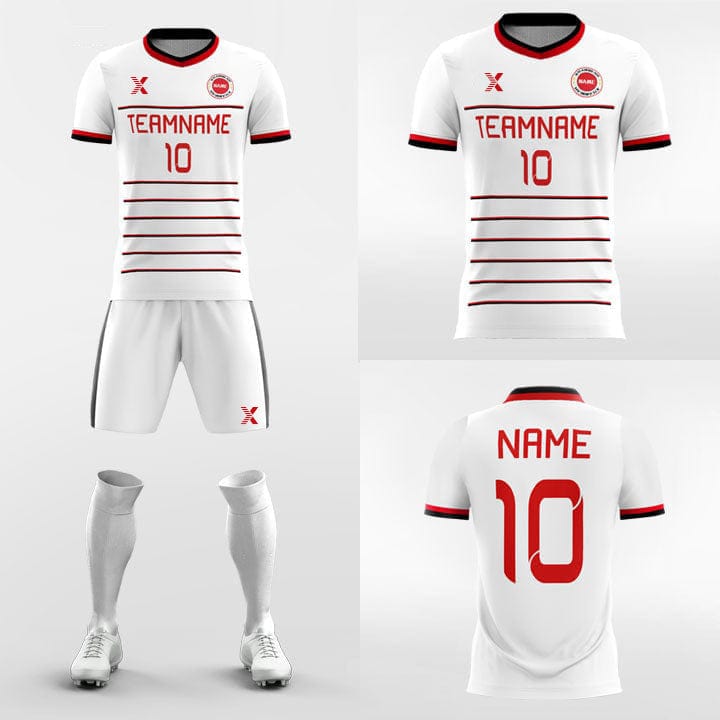 XTeamwear Soccer Uniforms White Striped - Custom Soccer Jerseys Kit Sublimated for Academy