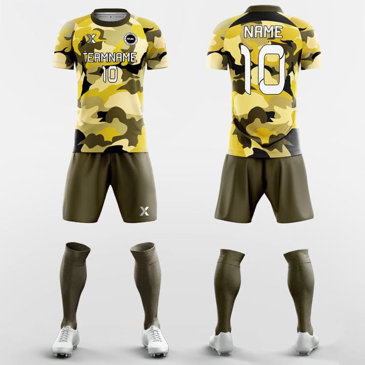 XTeamwear Soccer Uniforms Yellow Camouflage - Custom Soccer Jerseys Kit Sublimated Design