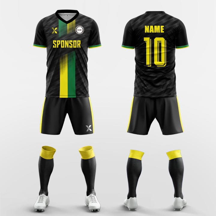 XTeamwear Soccer Uniforms yellow-green / S Two-color centered vertical color- Custom Soccer Jerseys Kit Sublimated for Team
