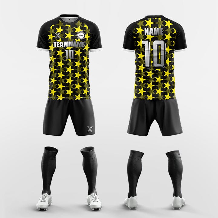 XTeamwear Soccer Uniforms yellow / S Custom Soccer Kit – Five-Pointed Star Pattern & Modern Fit (Jersey, Shorts & Socks)