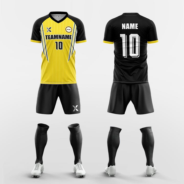 XTeamwear Soccer Uniforms yellow / S Custom Soccer Kit – Vertical Gradient Stripe Jersey with Shorts & Socks