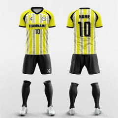 XTeamwear Soccer Uniforms yellow / S Custom Soccer Kit – Vertical Stripe & Patterned Design with V-Neck (Jersey, Shorts & Socks)