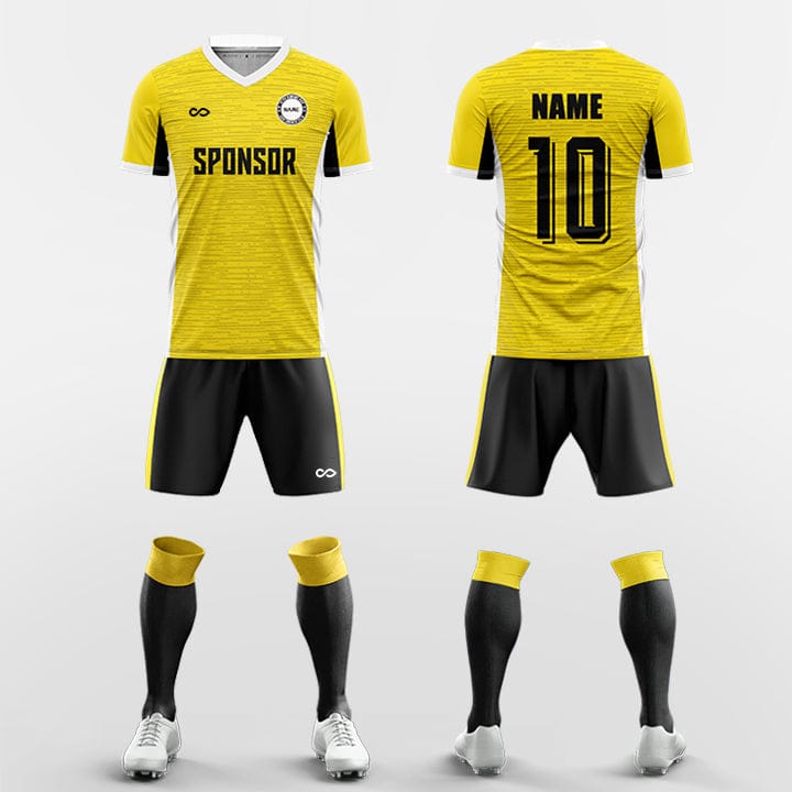 XTeamwear Soccer Uniforms yellow / S Dynamic horizontal stripes - Custom Soccer Jerseys Kit Sublimated for Team