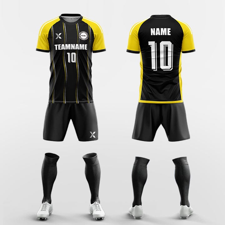 XTeamwear Soccer Uniforms yellow / S wavy water droplet lines - Custom Soccer Jerseys Kit Sublimated for Team