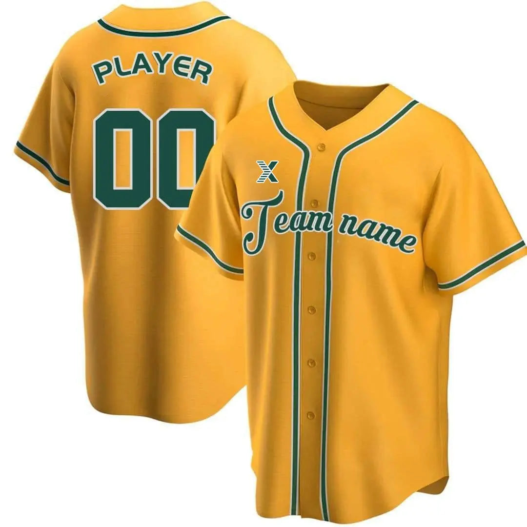 XTeamwear Yellow / S Classics - Customized Men's Sublimated Button Down Baseball Jersey