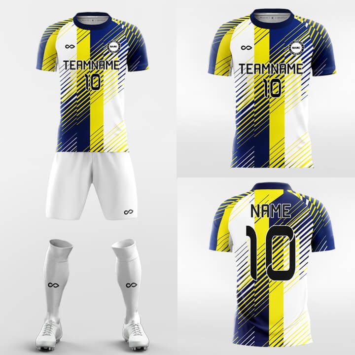 yellow and blue soccer jersey set