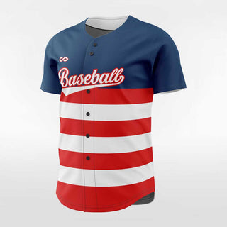 Flag Men Button Down Baseball Jersey