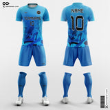 Ink Painting Blue Soccer Jersey for Youth
