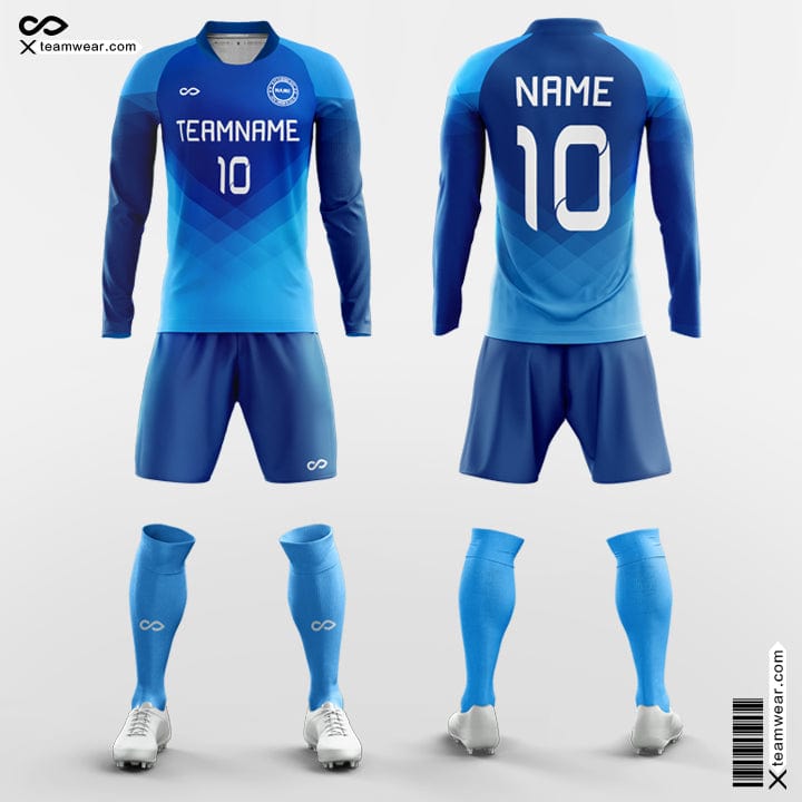 Blue Club Soccer Uniforms Long Sleeve