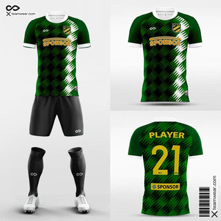 Green Retro Striped Block Custom Soccer Kits