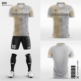 Cream and Grey Two Tone Custom Sublimation Print Soccer Kits