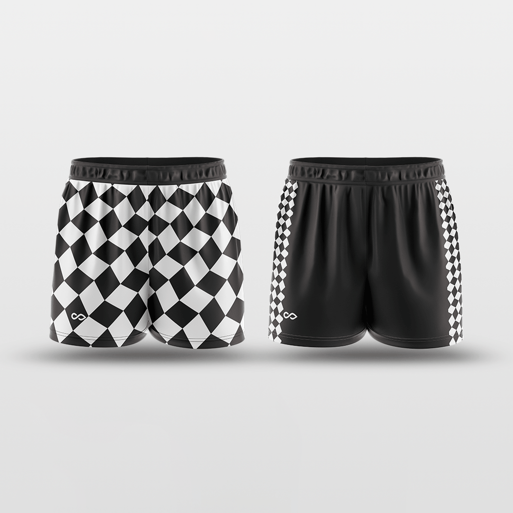Black&White Plaid Reversible Training Shorts