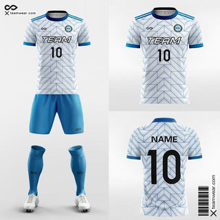 Blue Geometric Print Custom Sublimation Soccer Kits