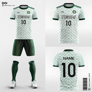 Green Geometric Print Custom Sublimation Soccer Kits