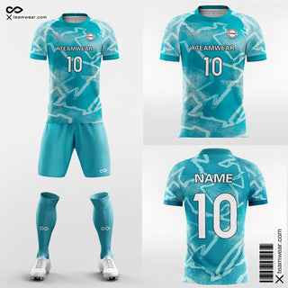 Pop Camouflage Style 4 Men's Sublimated Football Kit   Cyan