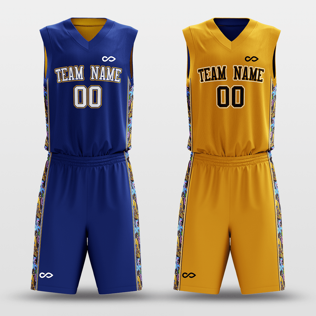 Navy&Yellow Custom Reversible Basketball Set