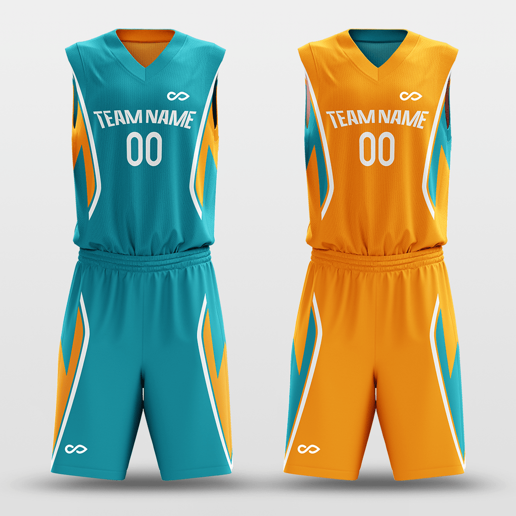 Blue & Orange Custom Reversible Basketball Set