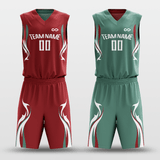 Red&Green Custom Reversible Basketball Set