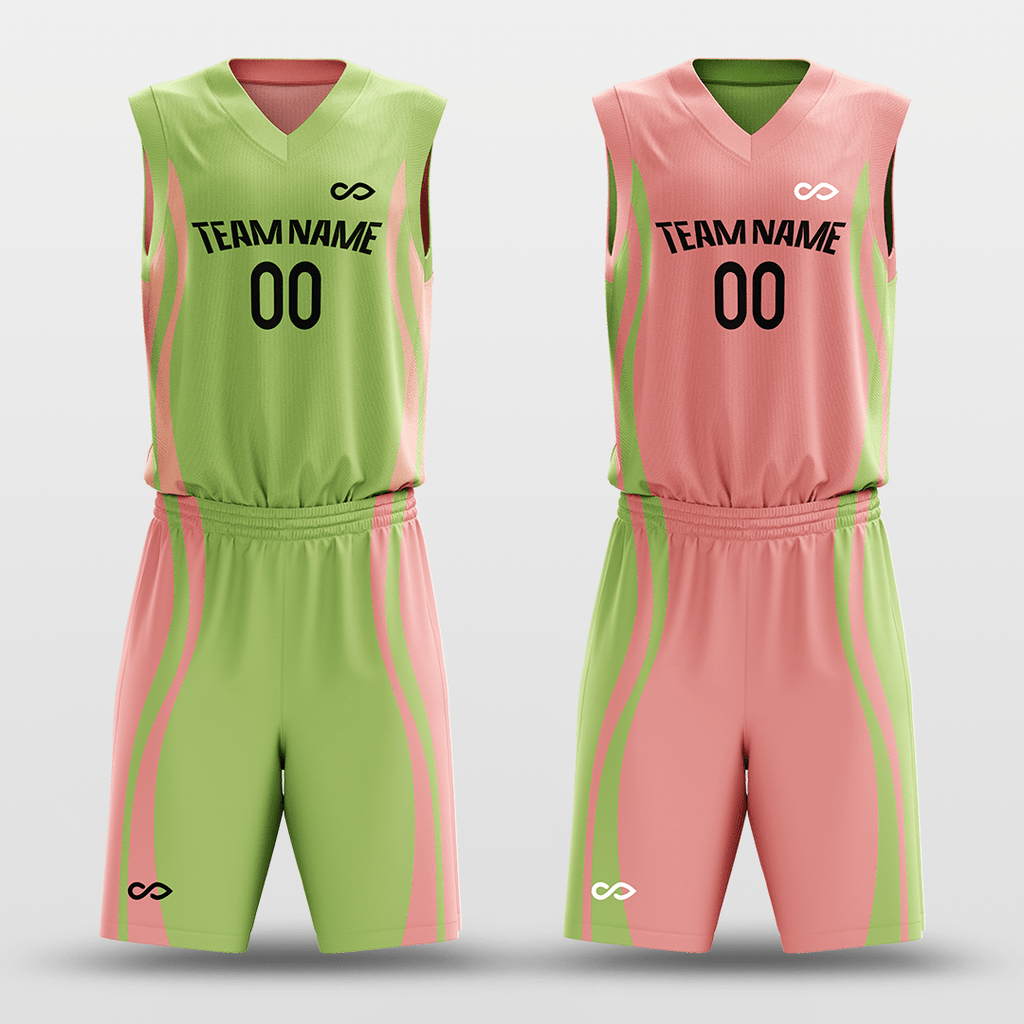 Pink&Green Custom Reversible Basketball Set