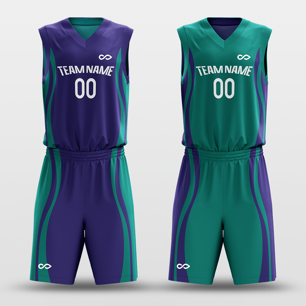 Purple&Green Custom Reversible Basketball Set