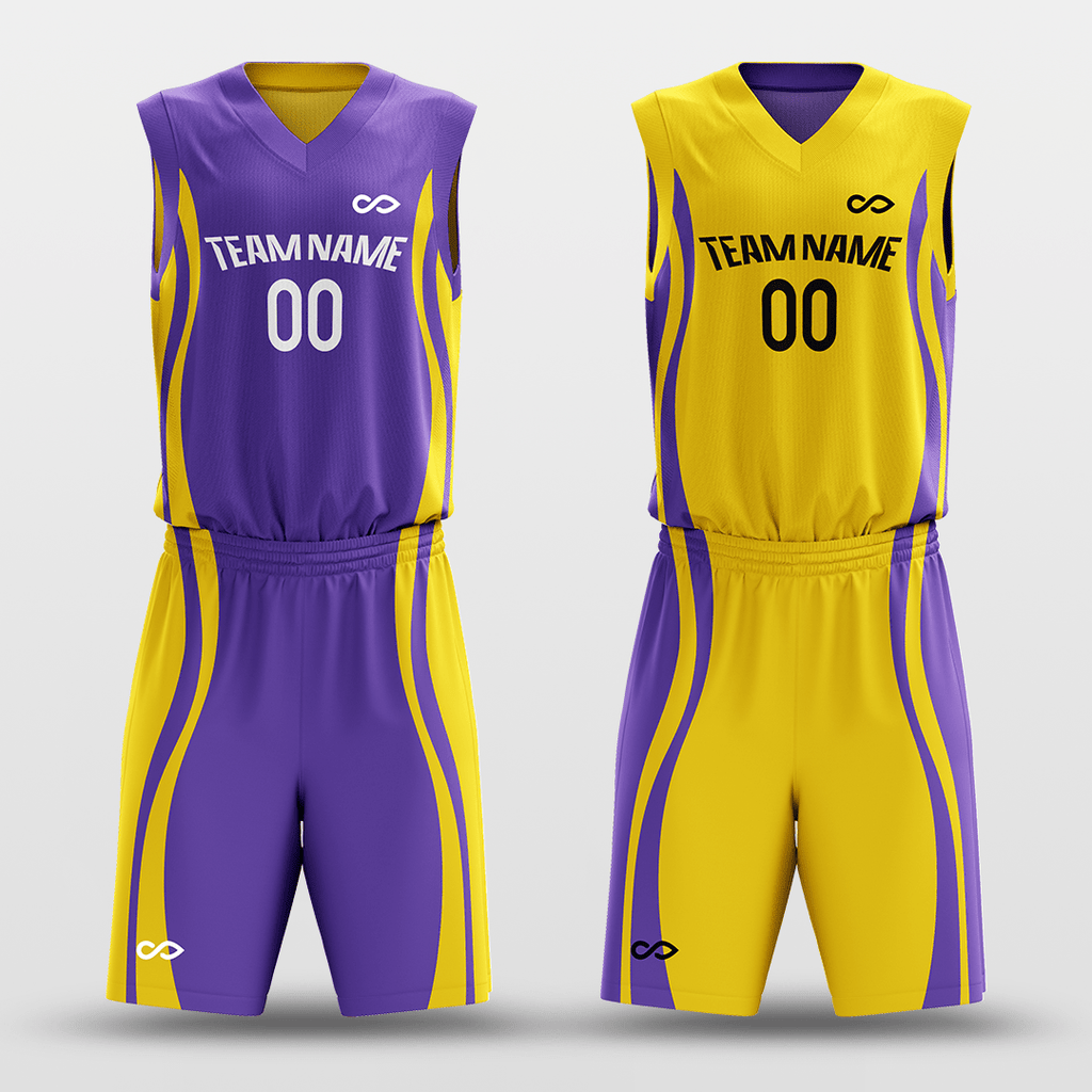 Purple&Yellow Custom Reversible Basketball Set