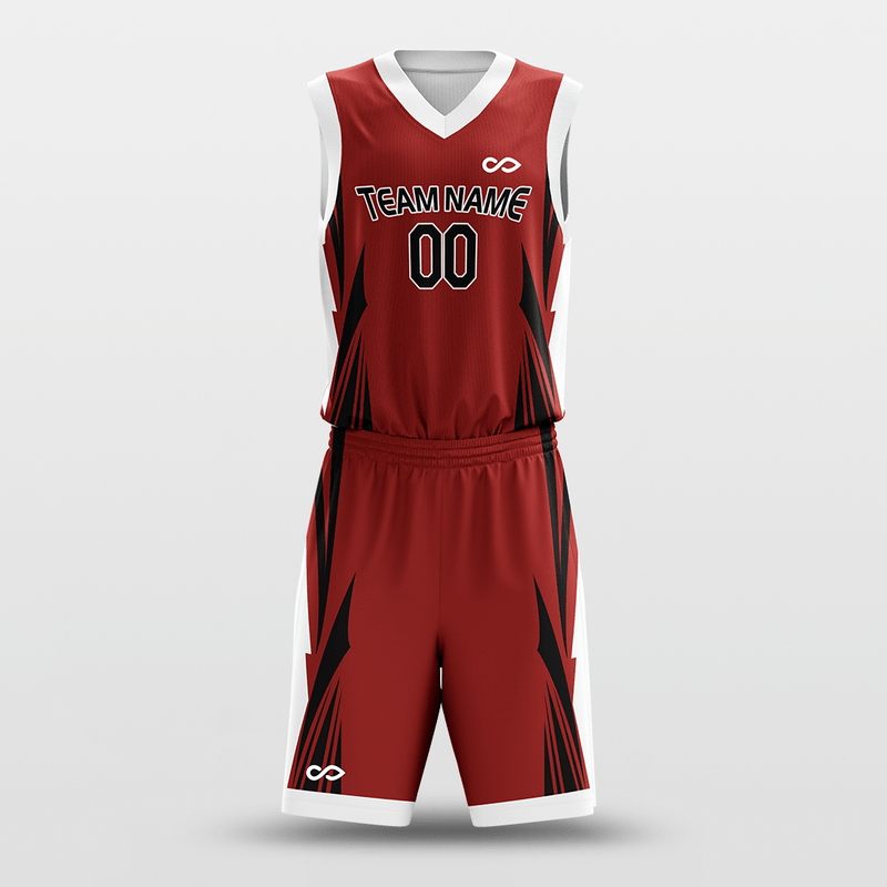 Black, Red Mens Printed Basketball Uniform Kit