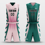 Pink&Dark Green Custom Reversible Basketball Set