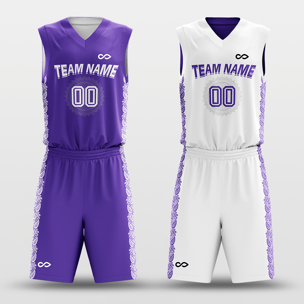 Purple&White Custom Reversible Basketball Set