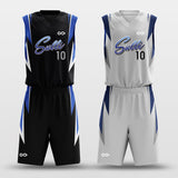 White and Blue Basketball Uniforms