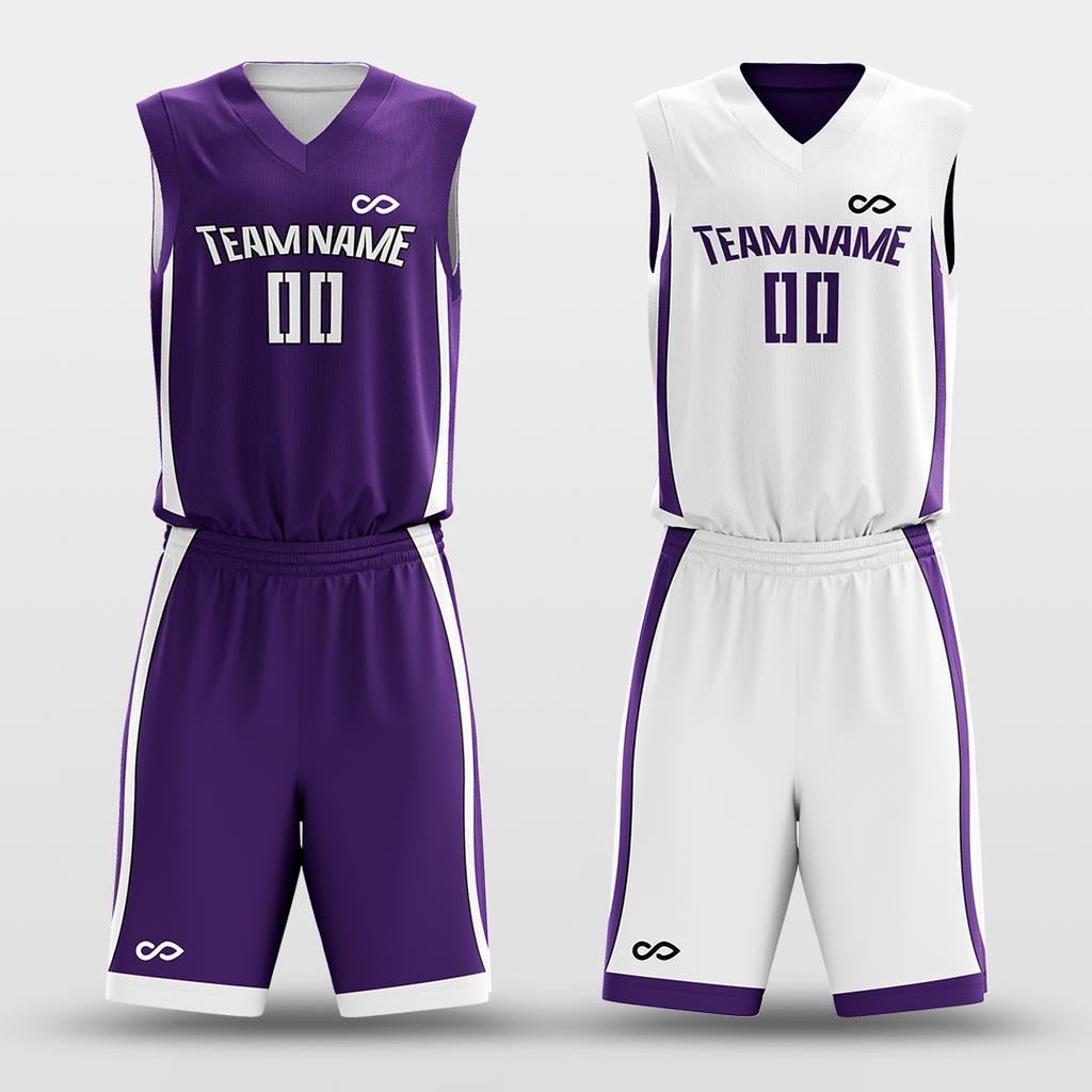 White&Purple Custom Reversible Basketball Set