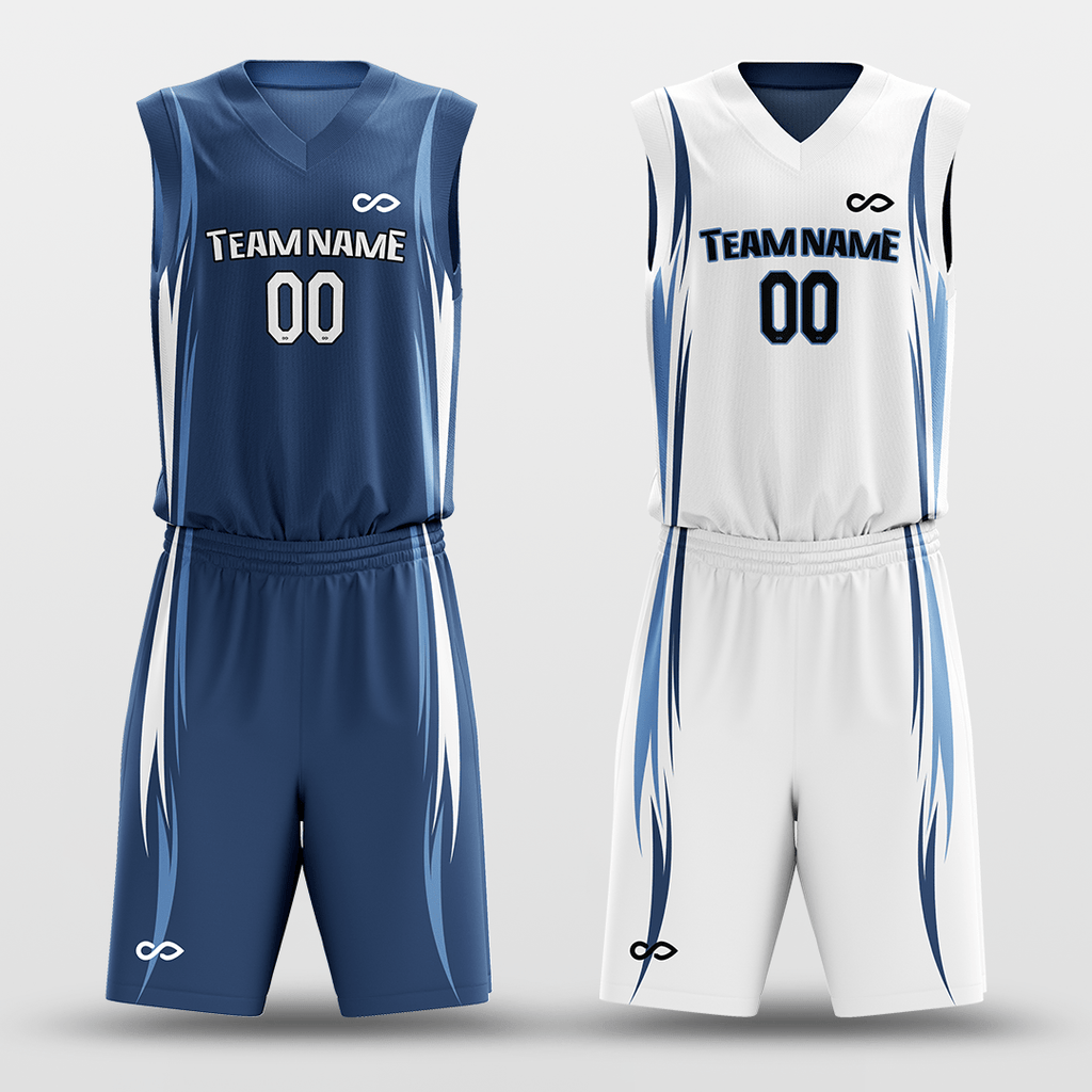 Blue&White Custom Reversible Basketball Set