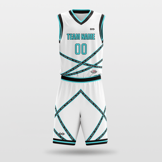 Cyan&White Stripe Fission Basketball Set Design