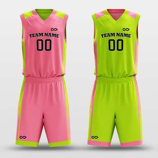 Fluorescent Green&White Custom Reversible Basketball Set