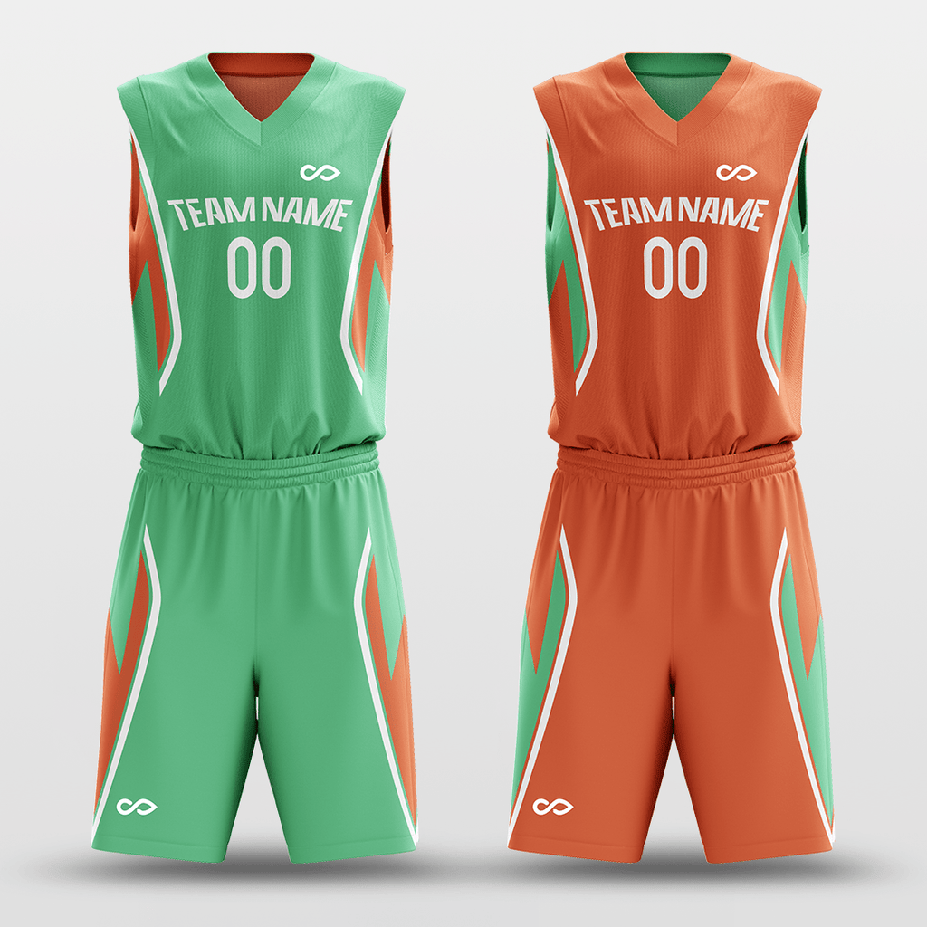 Green & Orange Custom Reversible Basketball Set