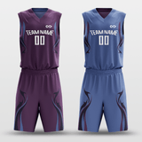 Blue&Dark Purple Custom Reversible Basketball Set