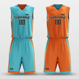 Cyan&Orange Custom Reversible Basketball Set
