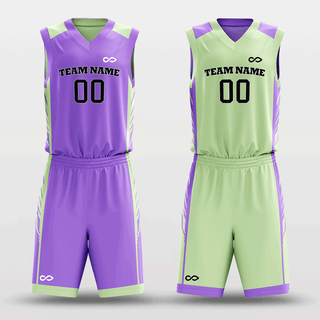 Purple&Green Custom Reversible Basketball Set