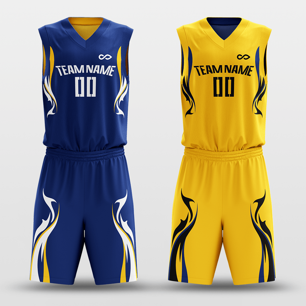 Blue&Yellow Custom Reversible Basketball Set