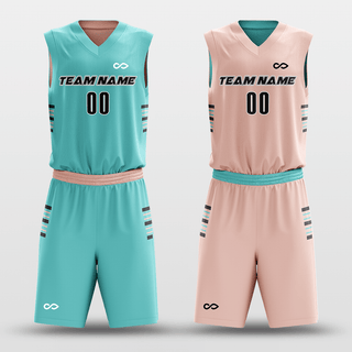 Cyan&Light Pink Custom Reversible Basketball Set